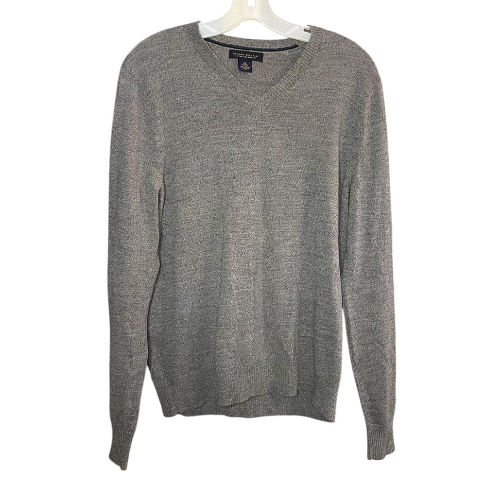 Banana Republic_Extra Fine Merino_Gray V-Neck Sweater_S